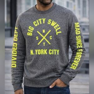 Divided by H&M grey neon crueneck sweatshirt men's New York City